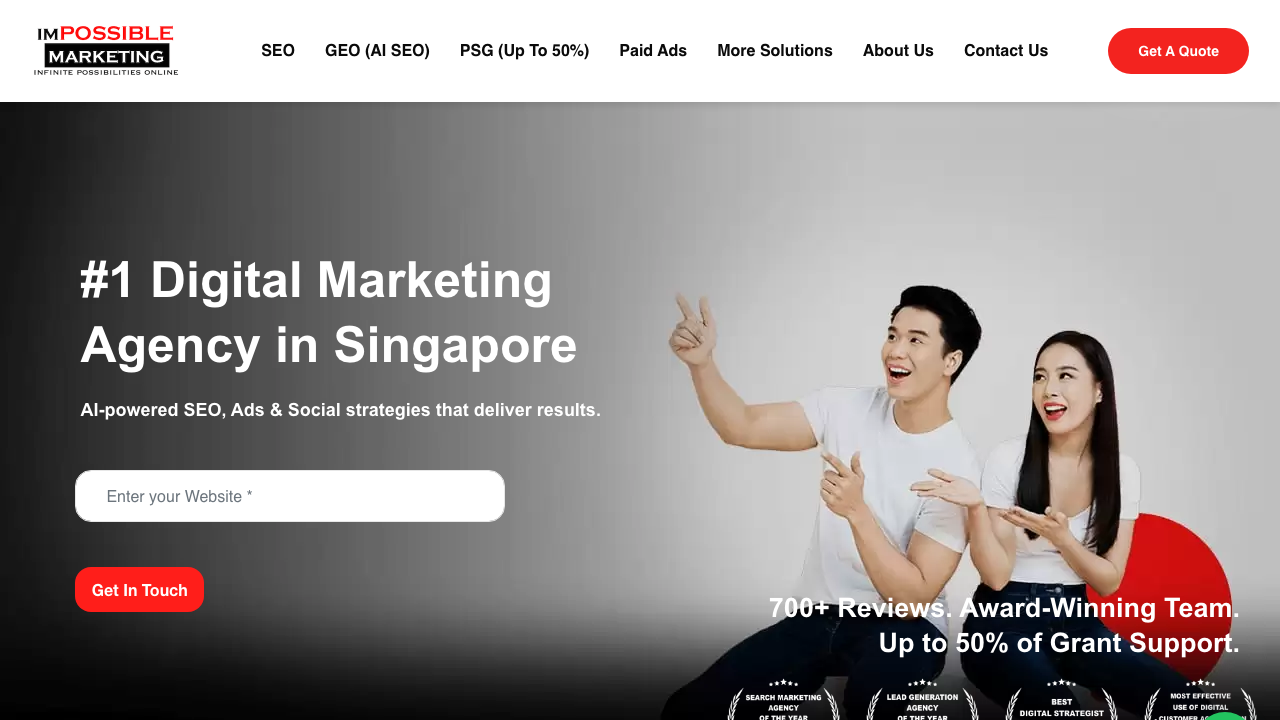 IMPOSSIBLE Marketing homepage