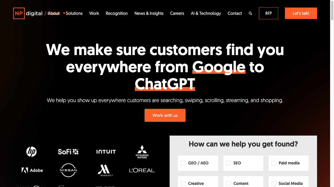 NP Digital homepage