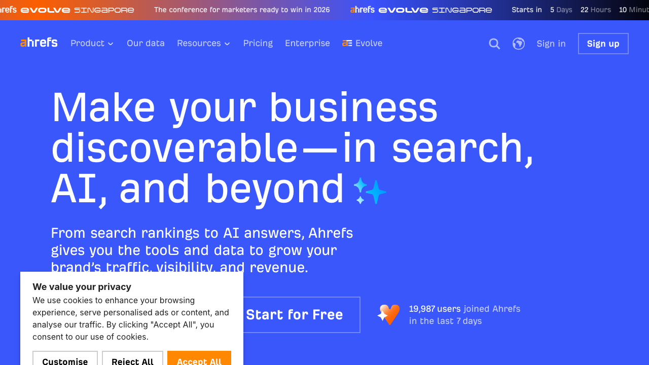 Ahrefs MCP homepage