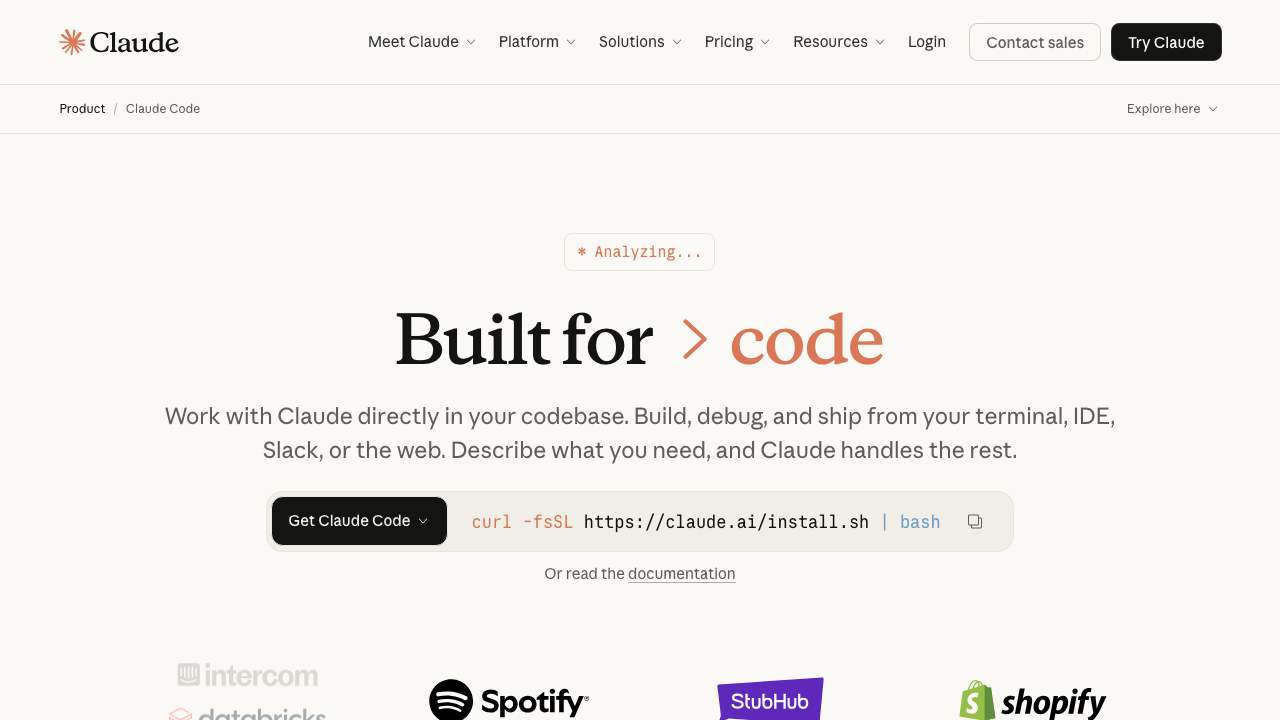 Claude Code homepage