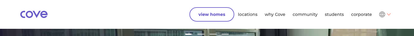 cove.sg header: view homes, locations, why Cove, community, students, corporate